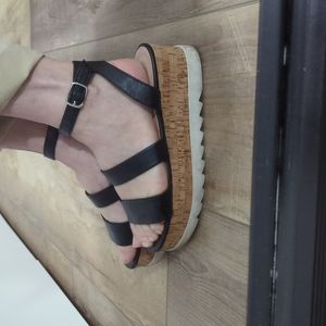 Madden Girl black with white sole platform sandals 7.5
